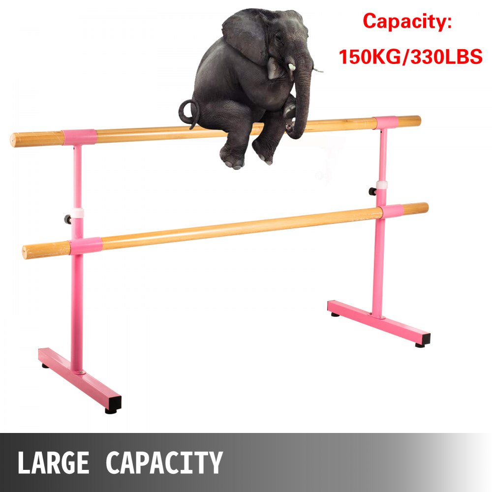 VEVOR Portable Ballet Barre Freestanding Ballet Bar Double Bar 2M Barre Bar Height-Adjustable Barre Bar Dance Ballet Barre Mobile Barre Ballet Bar Mobile Ballet Barre For Home Dance Studio(Pink,2m)