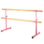 VEVOR 6.5FT Length Double Ballet Barre,Portable Pink Dance Bar,Adjustable Height 2.5FT - 3.8FT, Freestanding Ballet Bar for Stretch, Balance, Pilates, Dance or Exercise