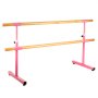 VEVOR 6.5FT Length Double Ballet Barre,Portable Pink Dance Bar,Adjustable Height 2.5FT - 3.8FT, Freestanding Ballet Bar for Stretch, Balance, Pilates, Dance or Exercise