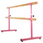 VEVOR 6.5FT Length Double Ballet Barre,Portable Pink Dance Bar,Adjustable Height 2.5FT - 3.8FT, Freestanding Ballet Bar for Stretch, Balance, Pilates, Dance or Exercise