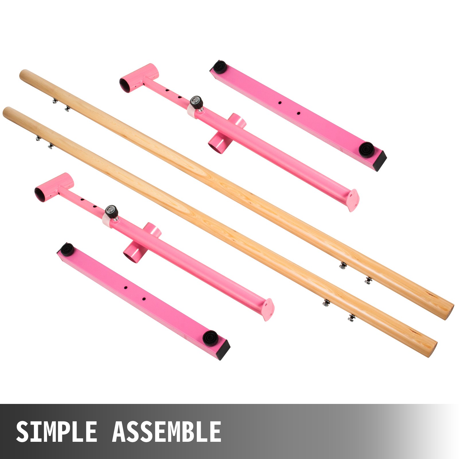VEVOR Portable Ballet Barre Freestanding Ballet Bar Double Bar 2M Barre Bar Height-Adjustable Barre Bar Dance Ballet Barre Mobile Barre Ballet Bar Mobile Ballet Barre For Home Dance Studio(Pink,2m)