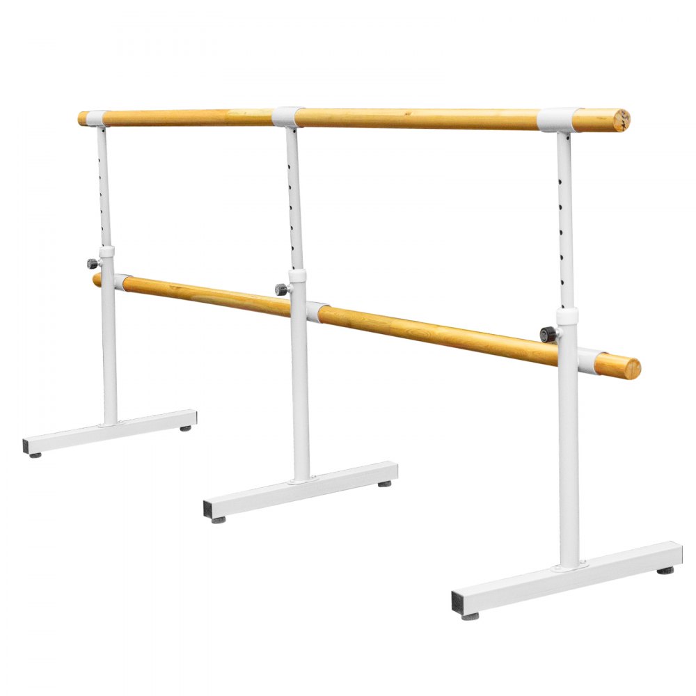 VEVOR 10FT Length Double Ballet Barre,Portable White Dance Bar,Adjustable Height 2.5FT - 3.8FT, Freestanding Ballet Bar for Stretch, Balance, Pilates, Dance or Exercise