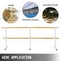 VEVOR 10FT Length Double Ballet Barre,Portable White Dance Bar,Adjustable Height 2.5FT - 3.8FT, Freestanding Ballet Bar for Stretch, Balance, Pilates, Dance or Exercise
