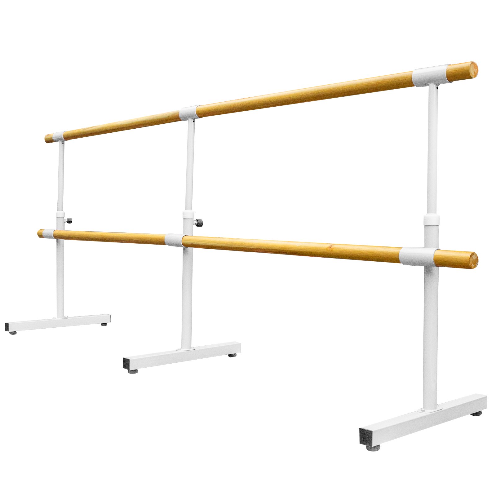 VEVOR 10FT Length Double Ballet Barre,Portable White Dance Bar,Adjustable Height 2.5FT - 3.8FT, Freestanding Ballet Bar for Stretch, Balance, Pilates, Dance or Exercise