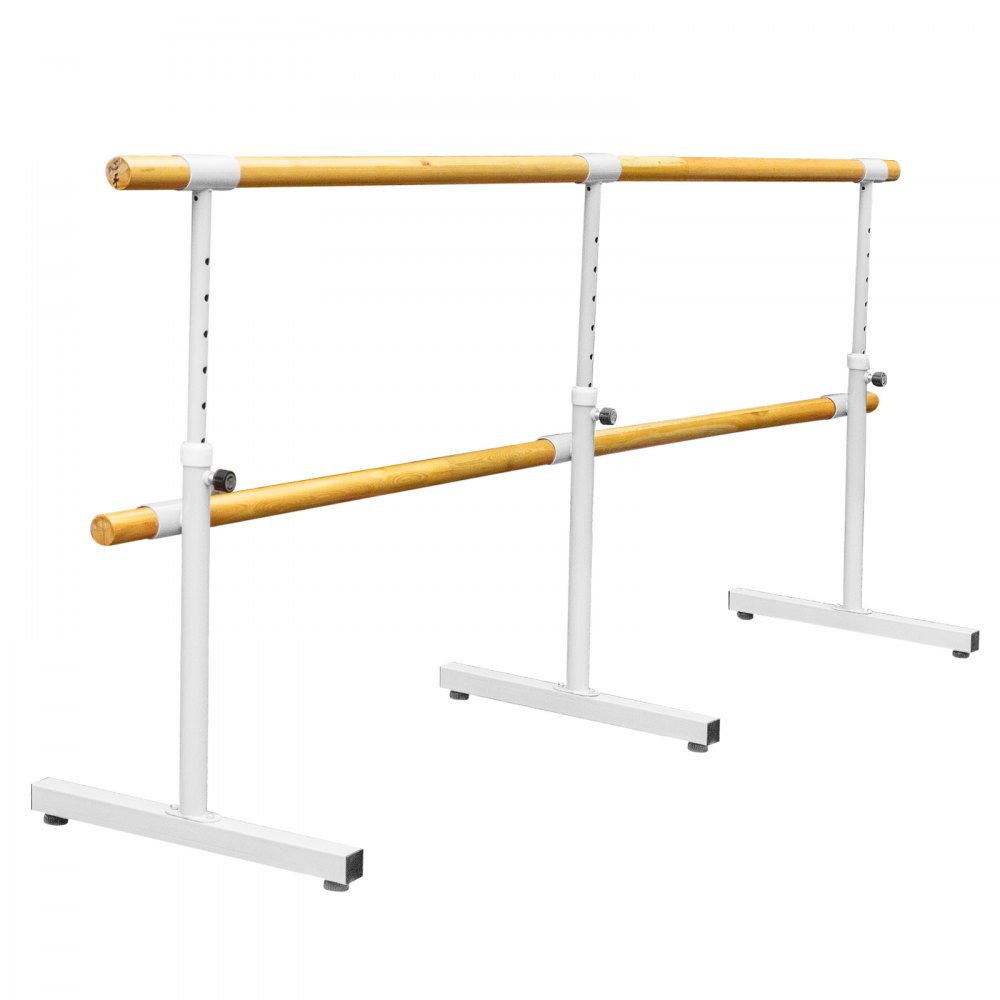 VEVOR 13FT Length Double Ballet Barre,Portable White Dance Bar,Adjustable Height 2.5FT - 3.8FT, Freestanding Ballet Bar for Stretch, Balance, Pilates, Dance or Exercise