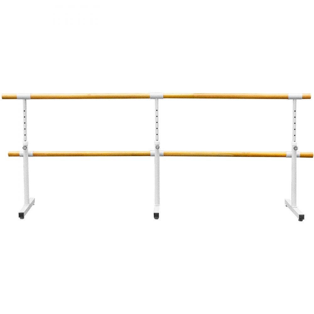 VEVOR 13FT Length Double Ballet Barre,Portable White Dance Bar,Adjustable Height 2.5FT - 3.8FT, Freestanding Ballet Bar for Stretch, Balance, Pilates, Dance or Exercise