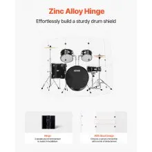 Drum Shield 5 Panels 2 ft x 5 ft Acrylic Drum Cage with Zinc Alloy Hinges