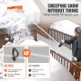 VEVOR snetagsrive, 25" værktøj til snefjernelse af plastikblade, 21 fods rækkevidde i aluminiumshåndtag, overlegen tagskovl med skridsikkert håndtag, nem at opsætte og bruge til hustag, bilsne, våde blade