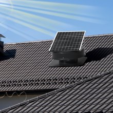 VEVOR Ventilateur de grenier solaire, 40 W, 1230 CFM Ventilateur de toit solaire à grand débit d'air, silencieux et résistant aux intempéries avec adaptateur intelligent 110 V, idéal pour la maison, la serre, le garage, le magasin, le camping-car, la liste FCC