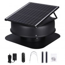 VEVOR Solar Attic Fan, 40 W, 1230 CFM Large Air Flow Solar Roof Vent Fan, Low Noise and Weatherproof with 110V Smart Adapter, Ideal for Home, Greenhouse, Garage, Shop, RV, FCC Listed