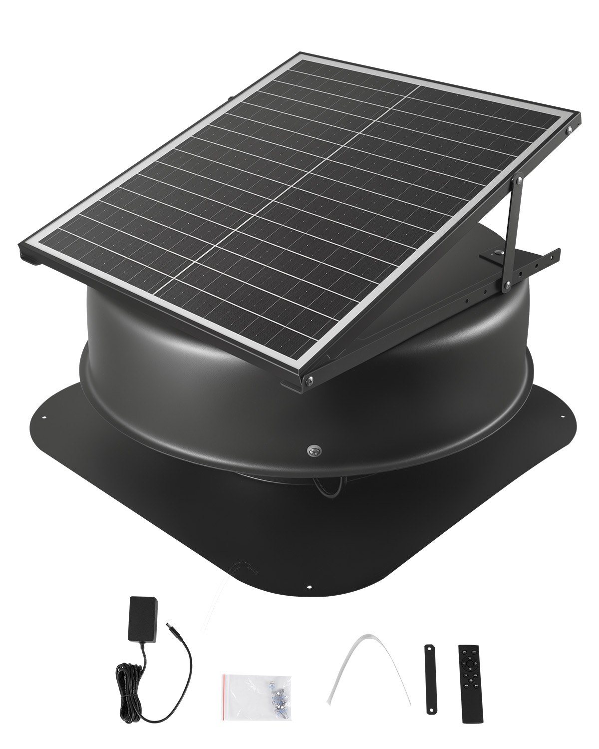 VEVOR Solar Attic Fan, 42 W, 2800 CFM Large Air Flow Solar Roof Vent Fan, Low Noise and Weatherproof with 110V Smart Adapter, Ideal for Home, Greenhouse, Garage, Shop, RV, FCC Listed