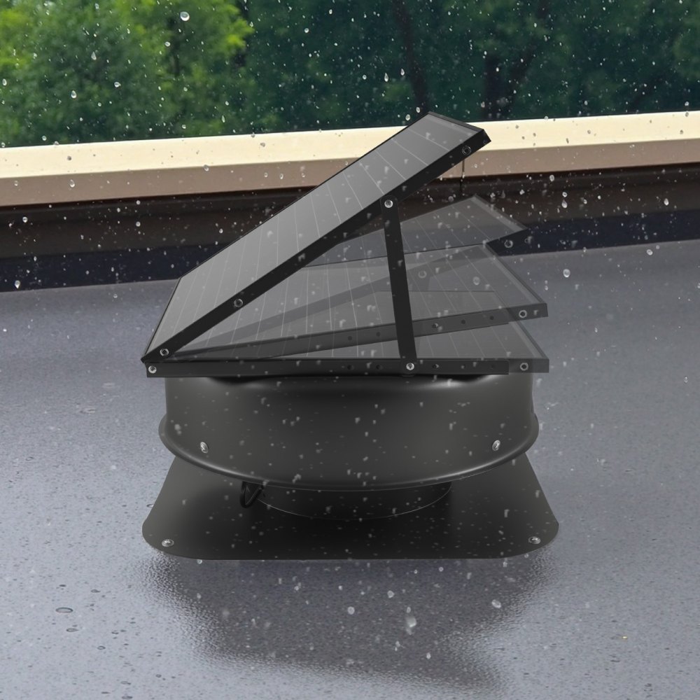 VEVOR Roof Attic Exhaust Fan, 42W Smart Solar Roof Ventilation Fan with Thermostat, Remote Control, 2800 CFM Airflow Built-in Brushless DC Motor for Cooling