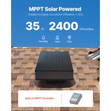 Solar Roof Attic Exhaust Fan 35W with Smart Thermostat Brushless DC Motor