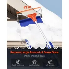 VEVOR 4.1-17.2 ft Snow Roof Rake 17 in Aluminum Blade with Wheels & Snow Slide