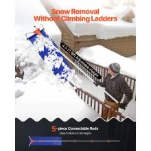 VEVOR 4.1-17.2 ft Snow Roof Rake 17 in Aluminum Blade with Wheels & Snow Slide