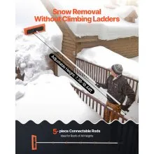 VEVOR 7.3-18.4ft Adjustable Snow Roof Rake 17.7 in Foam Blade Snows Removal Tool