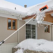 VEVOR 7.3-18.4ft Adjustable Snow Roof Rake 17.7 in Foam Blade Snows Removal Tool