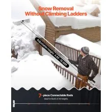 VEVOR 7.5-20 ft Snow Roof Rake with Wheels 26 in Aluminum Blade Lightweight