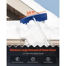 VEVOR 3.8-18.2 ft Snow Roof Rake 24 in Plastic Blade with Wheels Lightweight