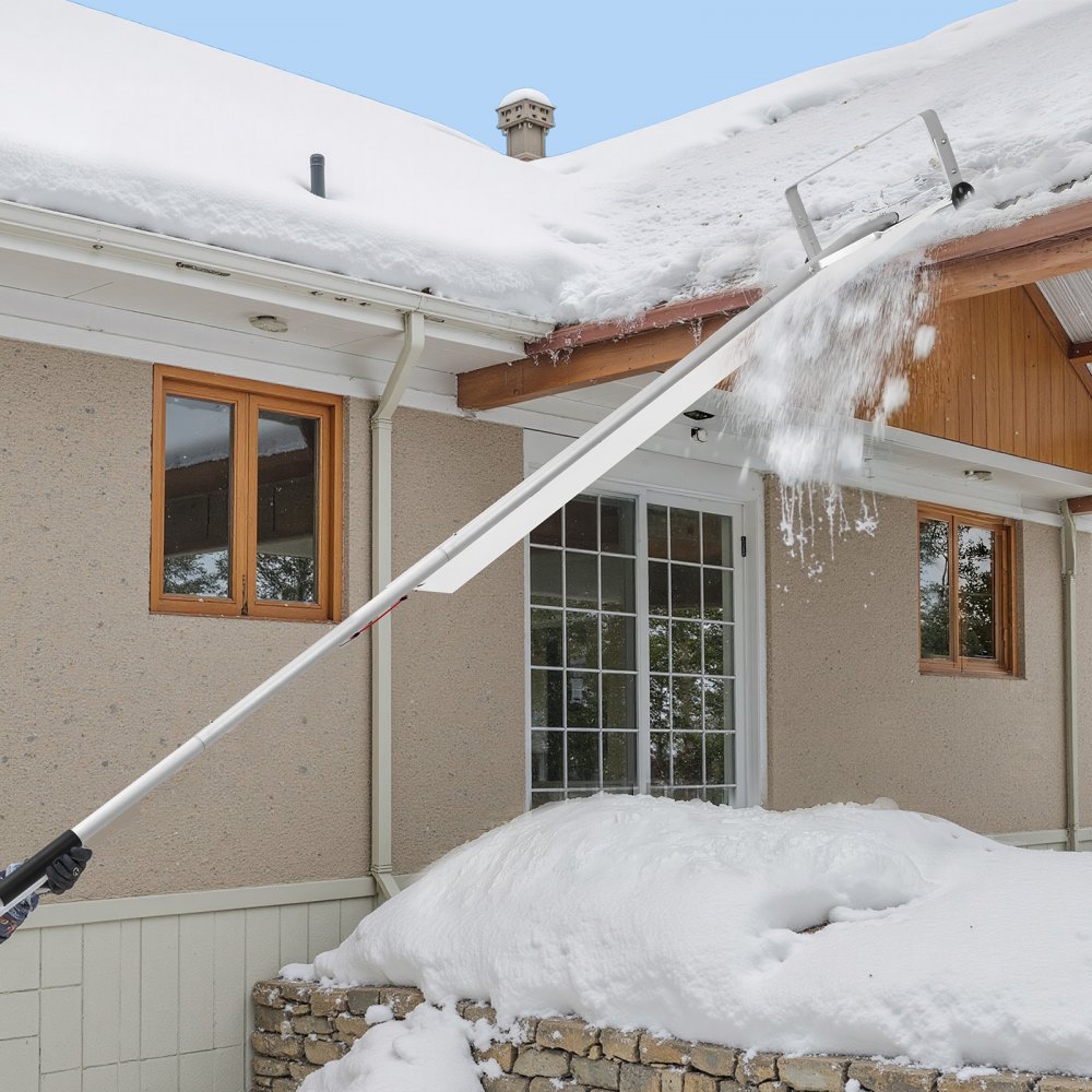 VEVOR Snow Roof Rake, 18.5 in Aluminum Blade, 5.2-30 ft Adjustable Roof Snow Scraper with Wheels & Slide, , Lightweight Snows Removal Tool for House Rooftop Leaves Debris Clearing