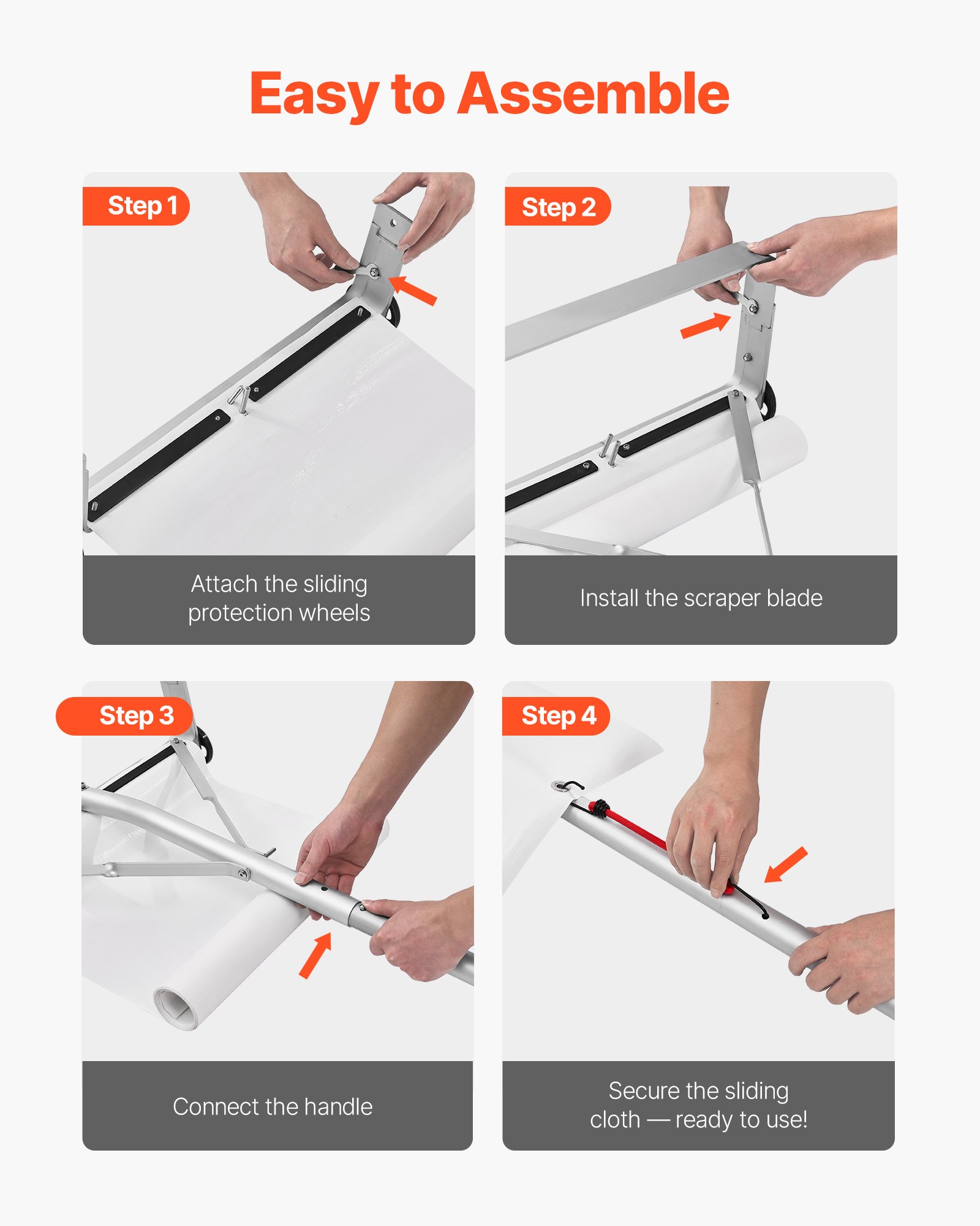 VEVOR Snow Roof Rake, 18.5 in Aluminum Blade, 5.2-30 ft Adjustable Roof Snow Scraper with Wheels & Slide, , Lightweight Snows Removal Tool for House Rooftop Leaves Debris Clearing