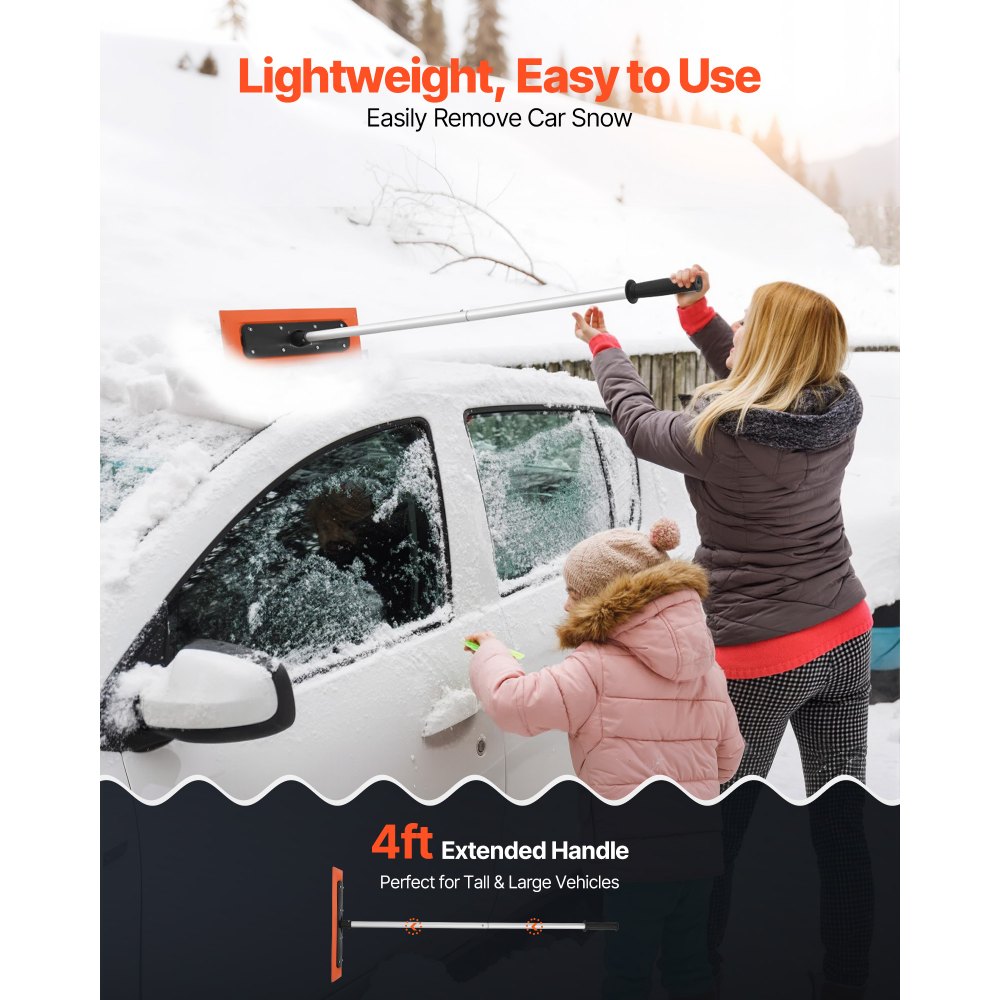 VEVOR Snow Roof Rake, 1.2m Long Reach Car Roof Snow Scraper, 45cm Foam Blade for No Scratches, Non-Slip Handle, Lightweight Snows Removal Tool for Vehicle Garage Rooftop Leaves Debris Clearing