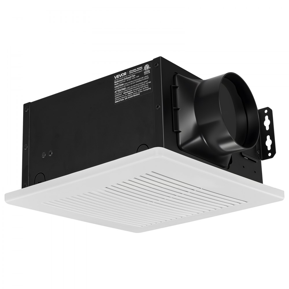 VEVOR Bathroom Exhaust Fan, 110 CFM Bathroom Vent, 1.5 Sones Low-Noise, Premium Motor Ceiling Fan, Standard 4-inch Duct Interface for Laundry Room, Storage Room, Home Ventilation, White