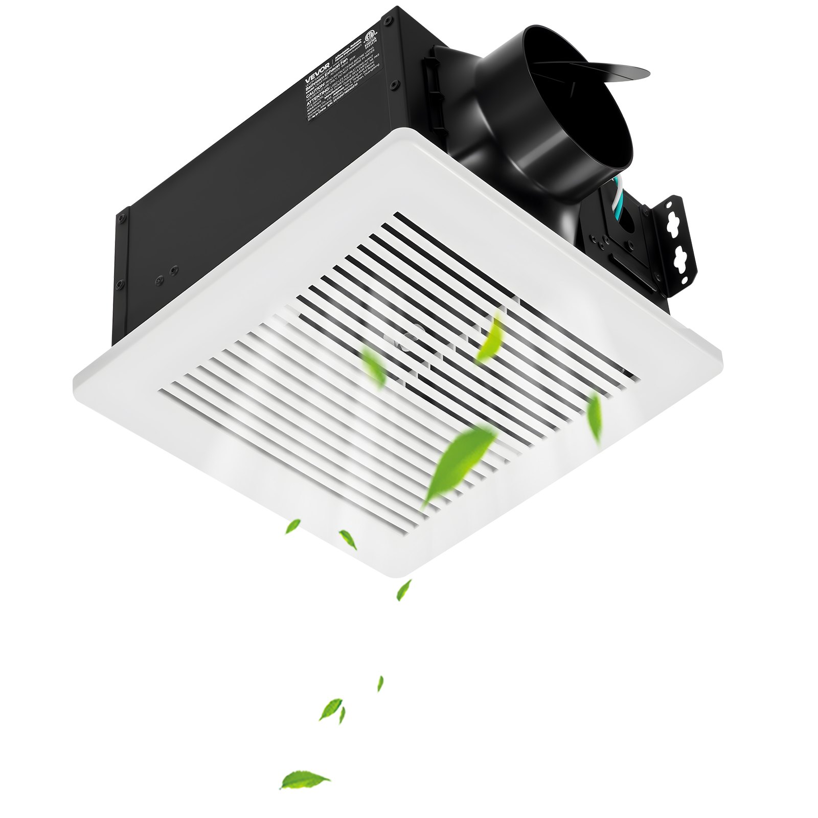 VEVOR Bathroom Exhaust Fan, 110 CFM Bathroom Vent, 1.5 Sones Low-Noise, Premium Motor Ceiling Fan, Standard 4-inch Duct Interface for Laundry Room, Storage Room, Home Ventilation, White