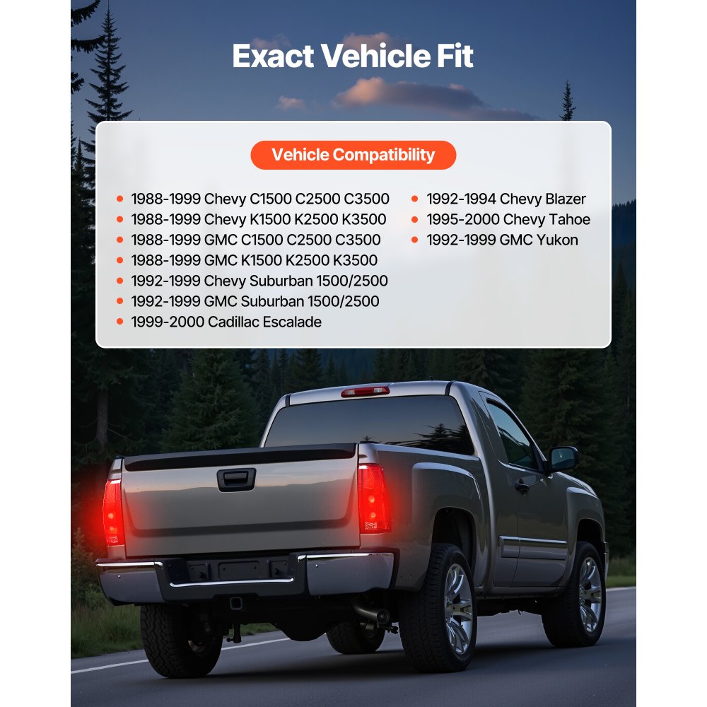 VEVOR Tail Light Assembly Compatible with 1988-1999 Chevy/GMC C/K 1500 2500 3500, 1992-1999 Chevy/GMC Suburban 1500/2500, 2PCS Left & Right Side Taillight Rear Brake Lamps with Halogen Bulbs