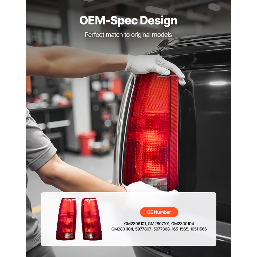 VEVOR Tail Light Assembly Compatible with 1988-1999 Chevy/GMC C/K 1500 2500 3500, 1992-1999 Chevy/GMC Suburban 1500/2500, 2PCS Left & Right Side Taillight Rear Brake Lamps with Halogen Bulbs