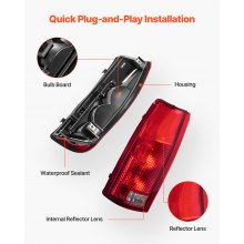 VEVOR Tail Light Assembly Left & Right Taillight Brake Lamps with Halogen Bulbs