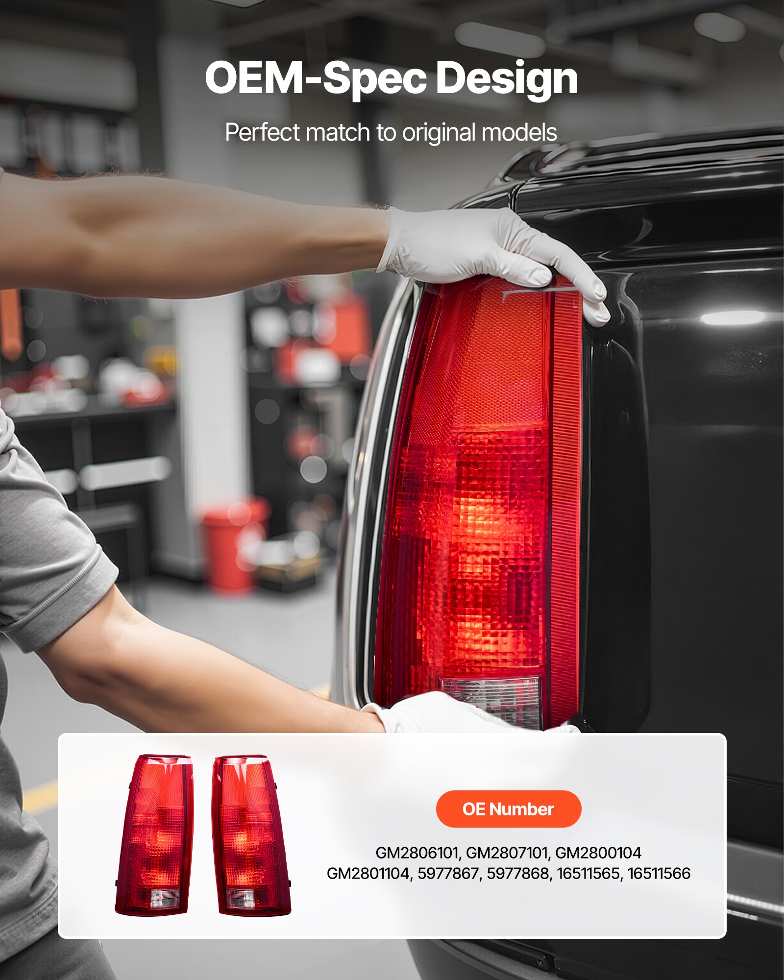 VEVOR Tail Light Assembly Compatible with 1988-1999 Chevy/GMC C/K 1500 2500 3500, 1992-1999 Chevy/GMC Suburban 1500/2500, 2PCS Left & Right Side Taillight Rear Brake Lamps with Halogen Bulbs