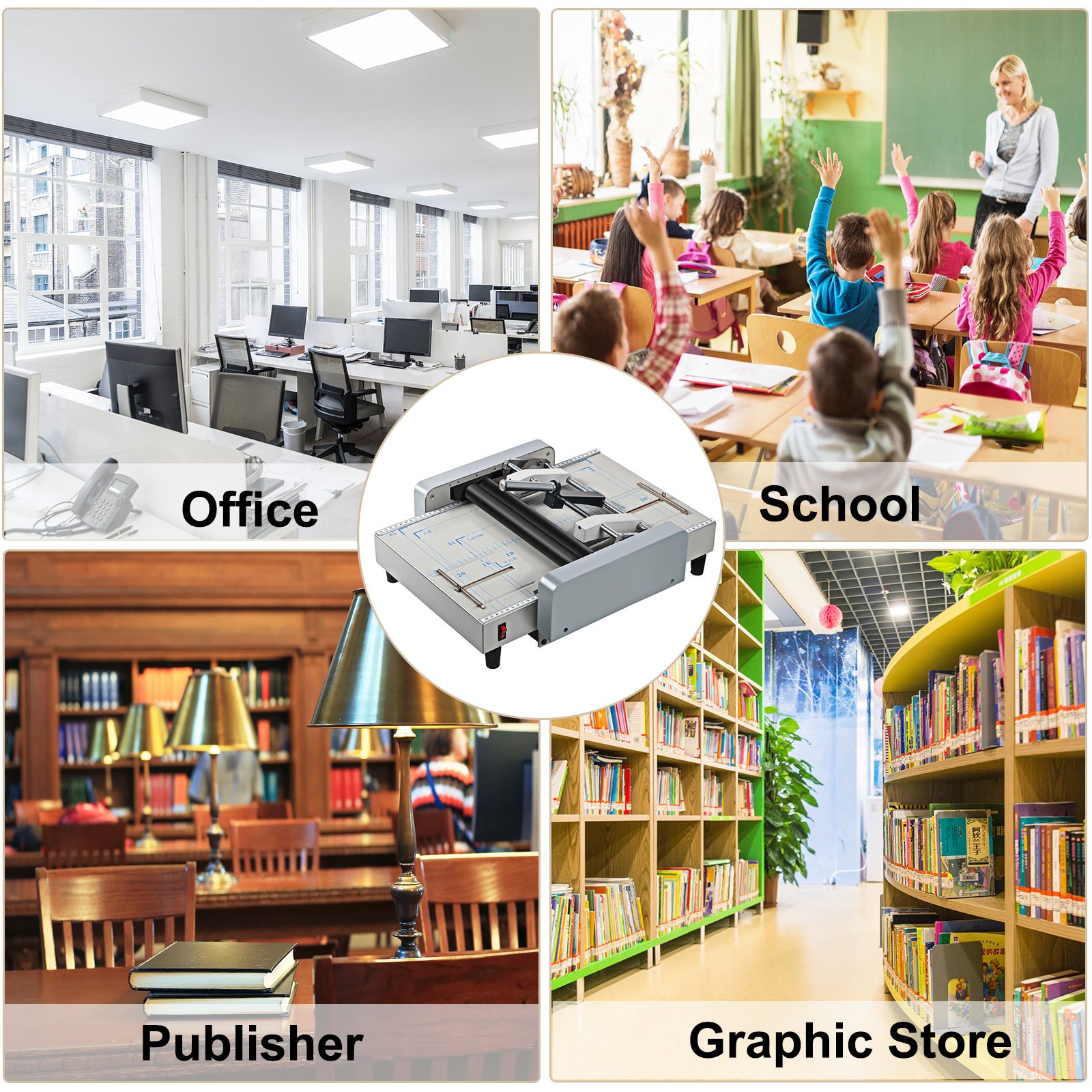 VEVOR A3 Paper Folding Machine Booklet Folding Machine w/ Five Binding Positions