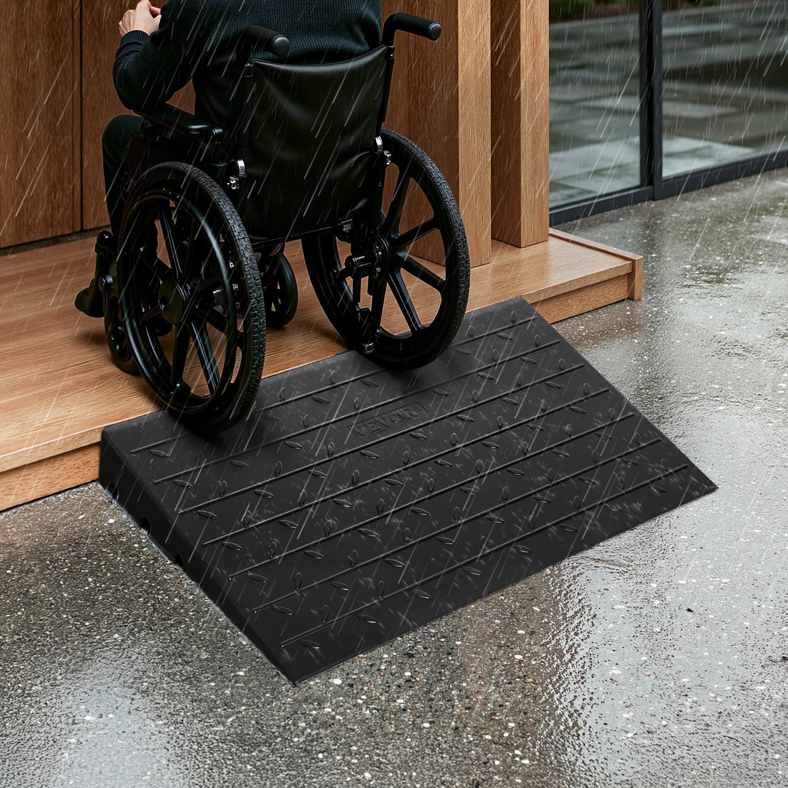 VEVOR Rubber Kerb Ramp Rubber Threshold Ramp 65mmH 1t Load Wheelchair Access