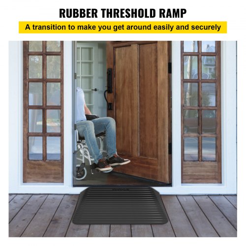 VEVOR Rubber Threshold Ramp, 3.5" Rise Threshold Ramp Doorway, Recycled Rubber Threshold Power Ramp Rated 2200Lbs Load Capacity, Non-Slip Surface Rubber Solid Threshold Ramp for Wheelchair and Scooter