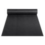 black roll of VEVOR geotextile fabric unrolled, showcasing smooth texture.