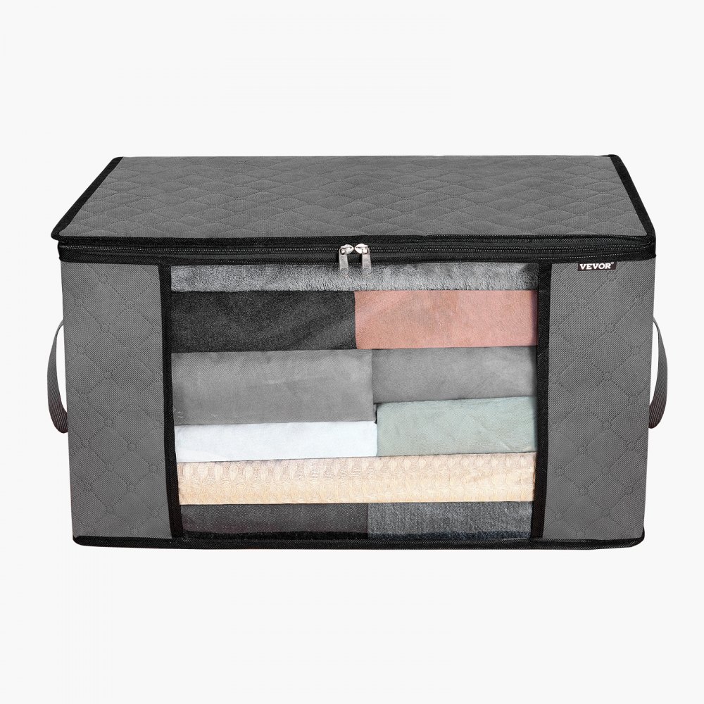 VEVOR 60L Large Storage Bags, 6 Pack Clothes Storage Bin, Foldable Closet Organizers Containers with Handle, Nov-woven Fabric Storage Bag for Clothing, Blanket, Comforter, Bed Sheet, Pillow(Grey)