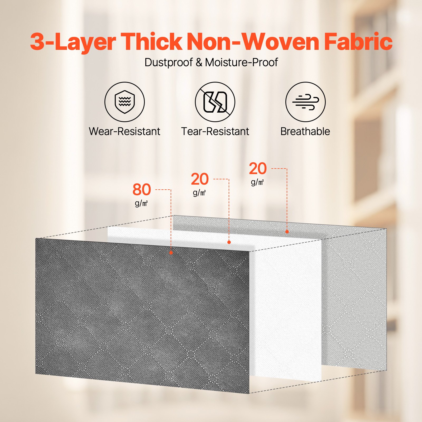 VEVOR 60L Large Storage Bags, 6 Pack Clothes Storage Bin, Foldable Closet Organizers Containers with Handle, Nov-woven Fabric Storage Bag for Clothing, Blanket, Comforter, Bed Sheet, Pillow(Grey)