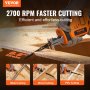 VEVOR Cordless Reciprocating Saw, 0-2700RPM Variable Speed, 0.8" Stroke Fast Cutting, 12V 45 Mins Fast Wireless Charging, Battery Powered with Branch Support and Blades for Wood, Metal, PVC