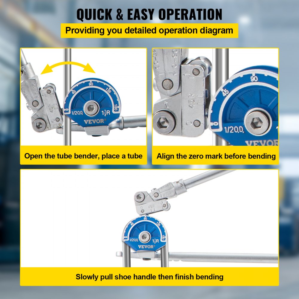 VEVOR Tube Bender, 1/2 inch Pipe Bending Capacity 180 Degrees Manual Bending, for Aluminum and Stainless Steel Pipes in HVAC, Heating Pipe System