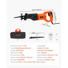 VEVOR Corded Reciprocating Saw Electric Reciprocating Saw 120V 6 Amp 3000 SPM