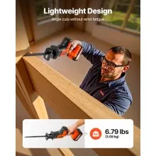 VEVOR Cordless Reciprocating Saw, 20 V, 3000 SPM Variable Speed, 1 inch Stroke Length, Electric Reciprocating Saw with Battery, Charger, 8 Blades, and Carrying Bag, for Wood, Metal and Plastic Cutting