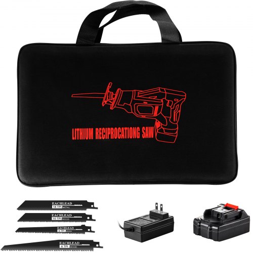 VEVOR Cordless Reciprocating Saw, 18V Max Reciprocating Saw, 1 Battery Brushless Reciprocating Saw Kit, Powerful Variable Speed 180° Rotation Reciprocating Saw with 4 Blades for Wood & Metal Cutting