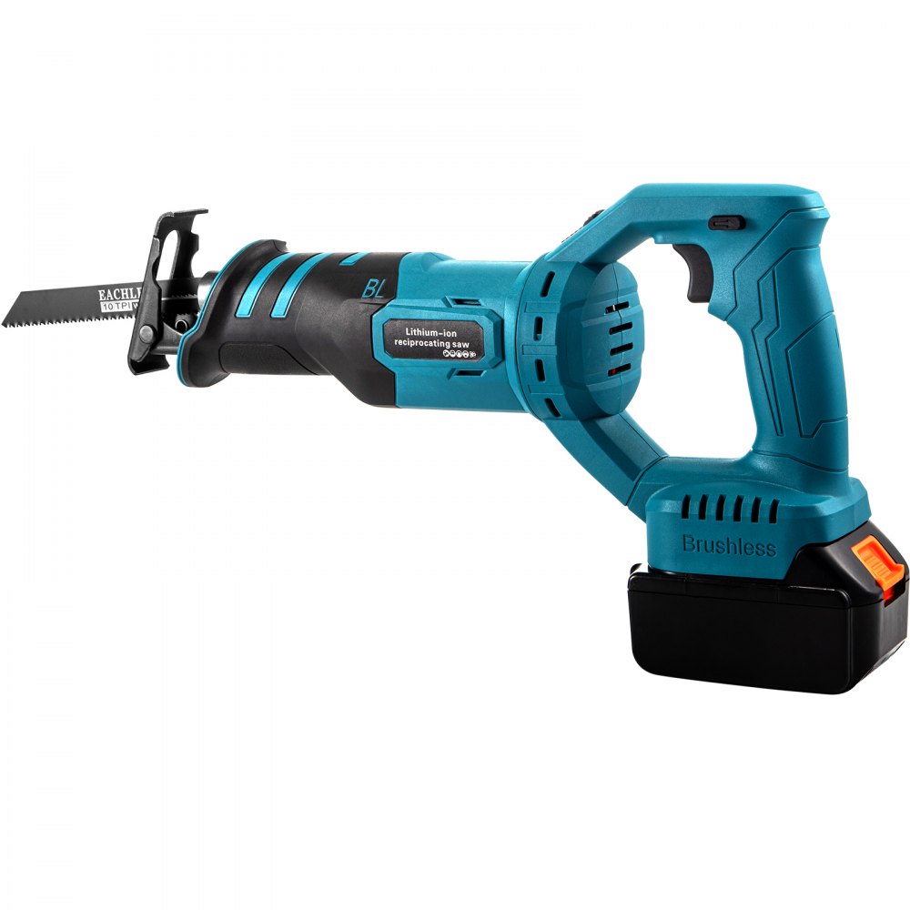 VEVOR Cordless Reciprocating Saw, 18V Max Reciprocating Saw, 1 Battery Brushless Reciprocating Saw Kit, Powerful Variable Speed 180° Rotation Reciprocating Saw with 4 Blades for Wood & Metal Cutting