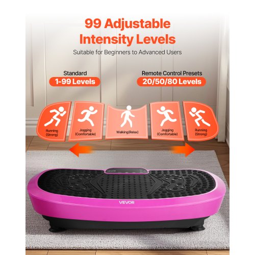 VEVOR Pink Vibration Plate 22 Magnets, 99 Modes, 265 LBS VEVOR Pink Vibration Plate 22 Magnets, 99 Modes, 265 LBS