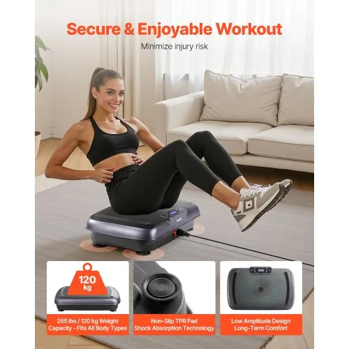 VEVOR Vibration Plate Exercise Machine with 2 Resistance Bands Full Body Vibrating Platform for Home Workout Fitness Black VEVOR Vibration Plate Exercise Machine with 2 Resistance Bands Full Body Vibrating Platform for Home Workout Fitness Black