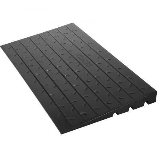 VEVOR Rubber Threshold Ramp, 4\" Rise Threshold Ramp Doorway, 3 Channels Cord Cover Rubber Solid Threshold Ramp, Rubber Angled Entry Rated 2200 Lbs Load Capacity for Wheelchair and Scooter
