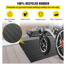 VEVOR Rubber Threshold Ramp, 4\" Rise Threshold Ramp Doorway, 3 Channels Cord Cover Rubber Solid Threshold Ramp, Rubber Angled Entry Rated 2200 Lbs Load Capacity for Wheelchair and Scooter