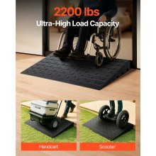 VEVOR Rubber Threshold Ramp, 4\" Rise Threshold Ramp Doorway, 3 Channels Cord Cover Rubber Solid Threshold Ramp, Rubber Angled Entry Rated 2200 Lbs Load Capacity for Wheelchair and Scooter