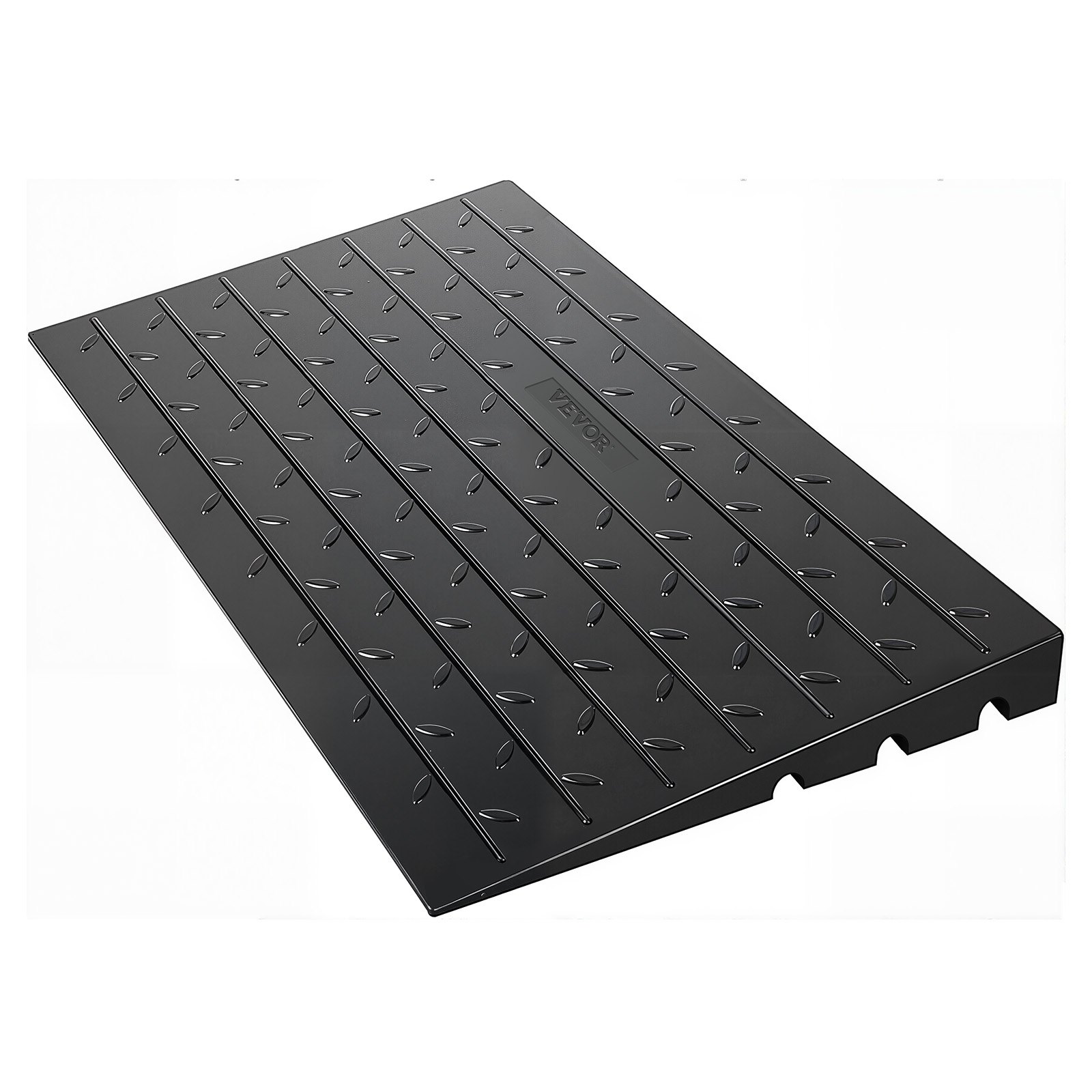 VEVOR Rubber Threshold Ramp, 4\" Rise Threshold Ramp Doorway, 3 Channels Cord Cover Rubber Solid Threshold Ramp, Rubber Angled Entry Rated 2200 Lbs Load Capacity for Wheelchair and Scooter